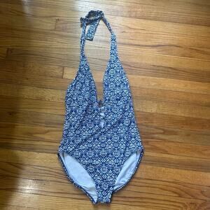 Lauren Ralph Lauren Blue Halter One-Piece Swimsuit Size 10